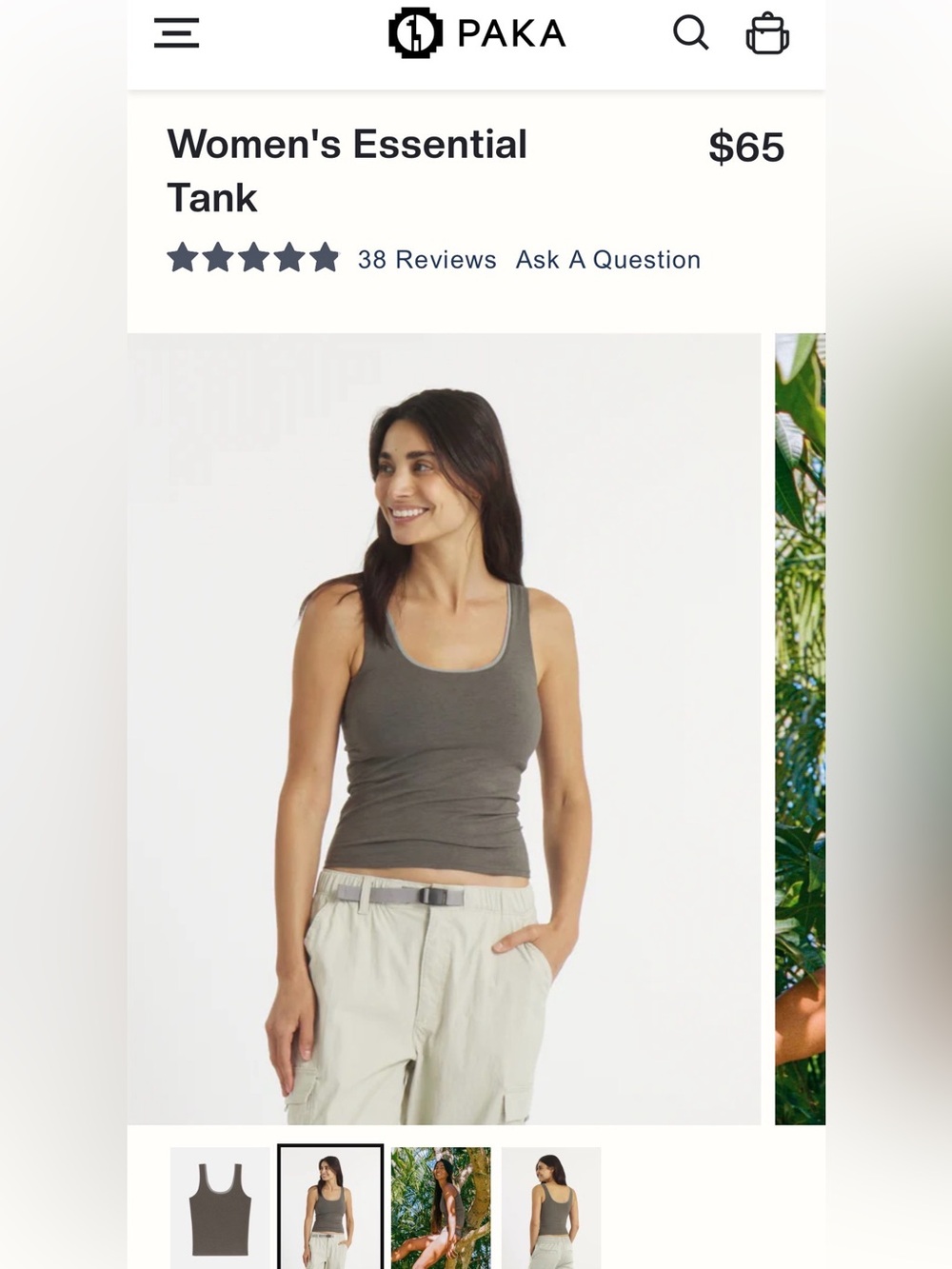 PAKA Women's Essential Scoop Tank Top — Olive
